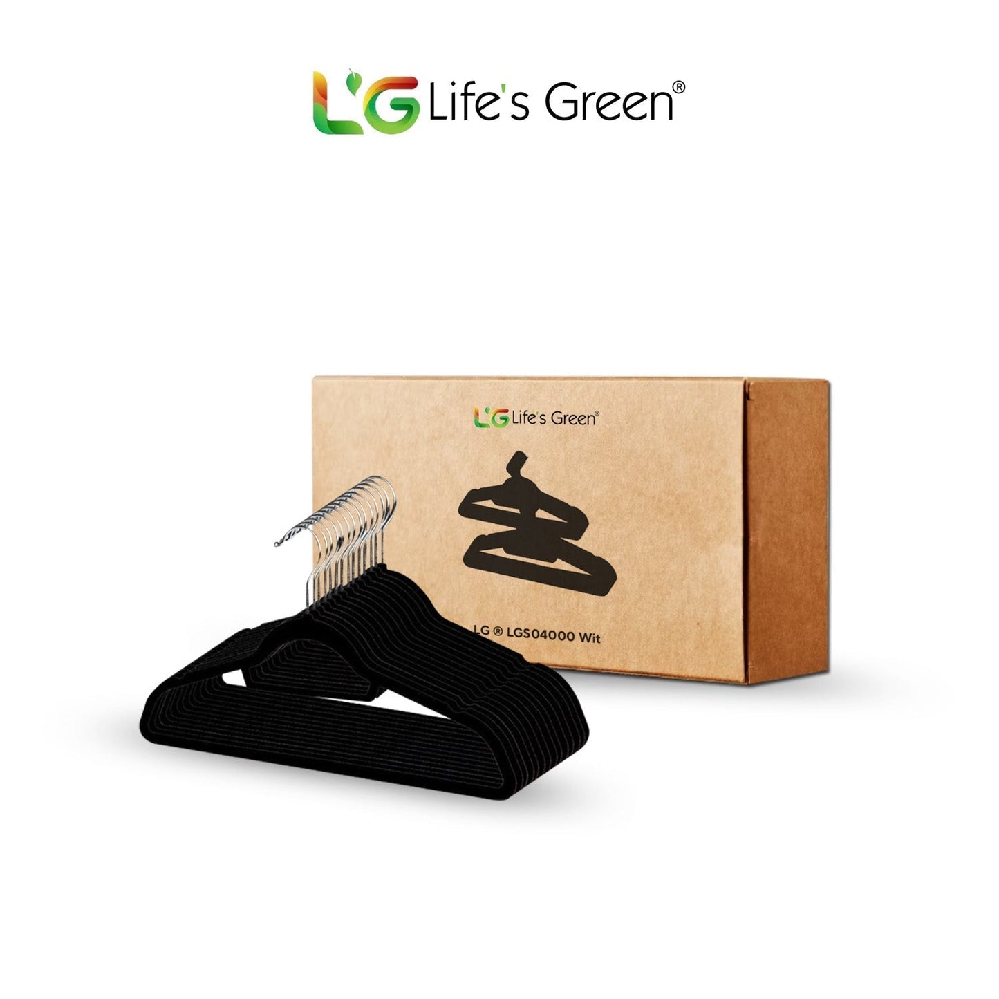 Life's Green® Velvet KleerHanger - 200 Stuks - Anti-slip - Zwart