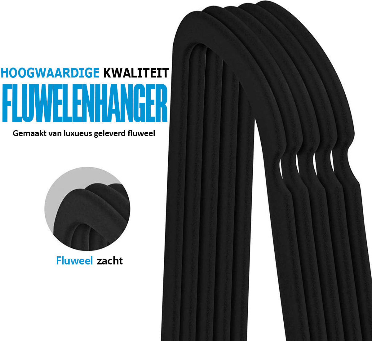 Life's Green® Velvet KleerHanger - 100 Stuks - Anti-slip - Zwart