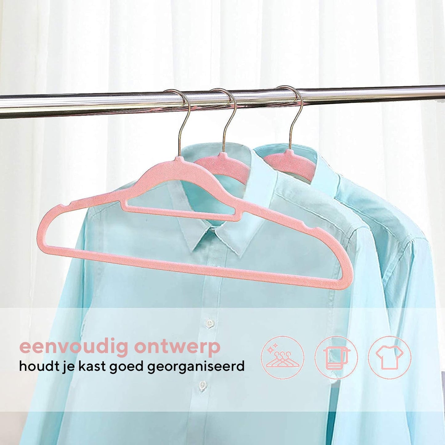 Life's Green® Velvet KleerHanger - 100 Stuks - Anti-slip - Roze