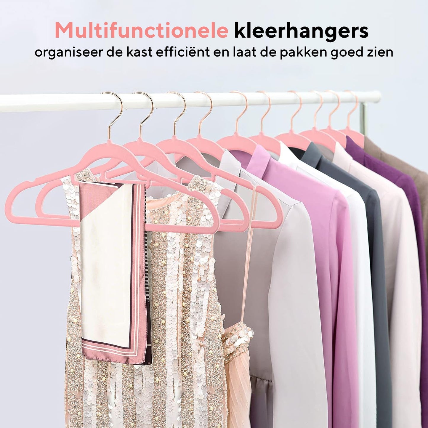 Life's Green® Velvet KleerHanger - 10 Stuks - Anti-slip - Roze