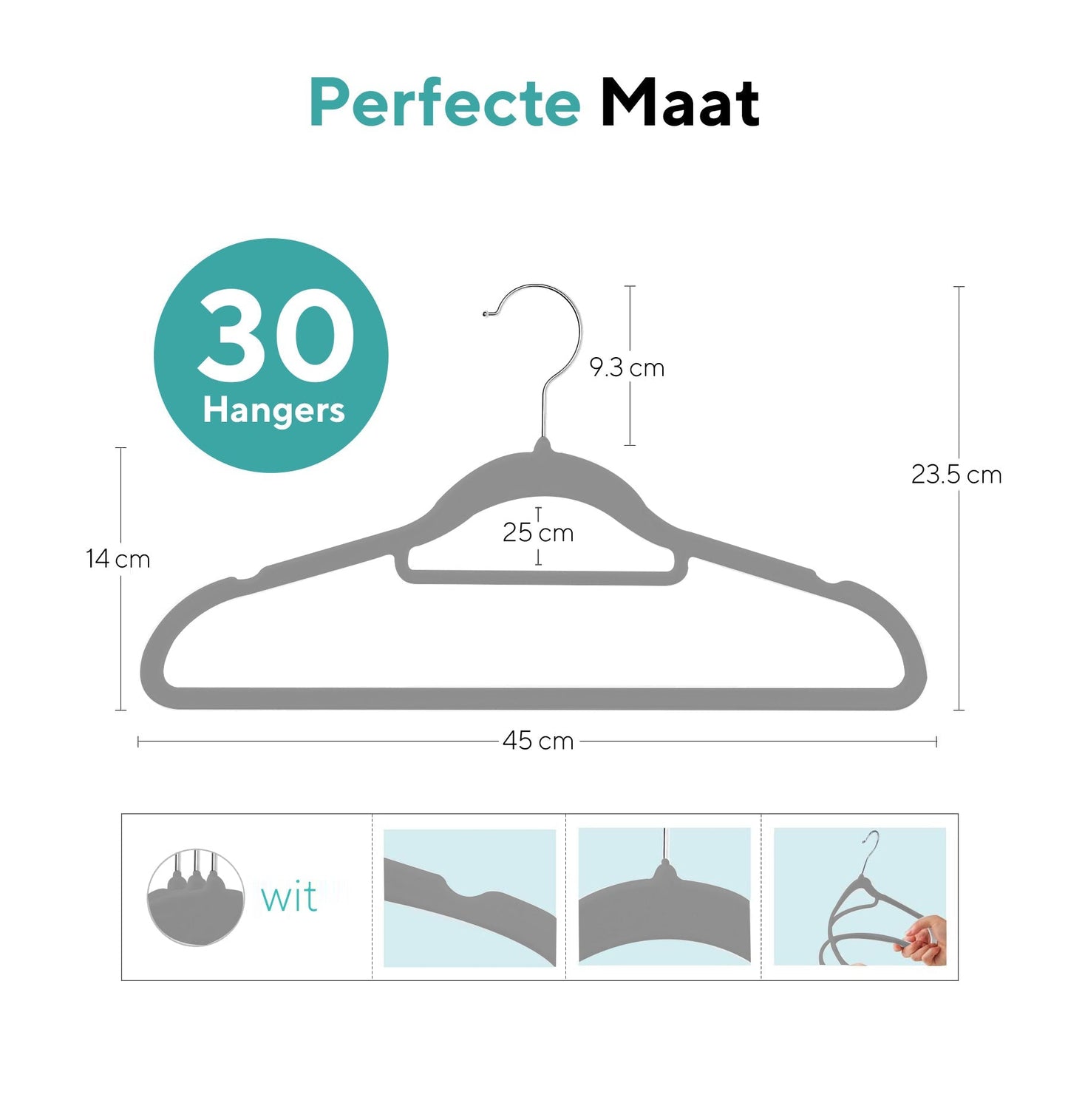 Life's Green® Velvet KleerHanger - 30 Stuks - Anti-slip - Grijs