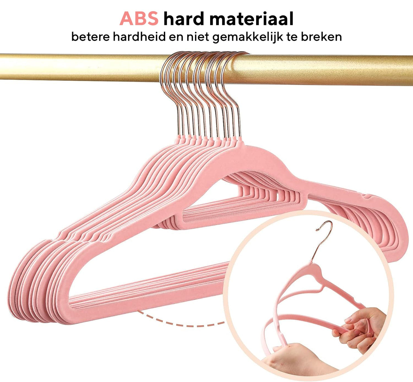Life's Green® Velvet KleerHanger - 200 Stuks - Anti-slip - Roze