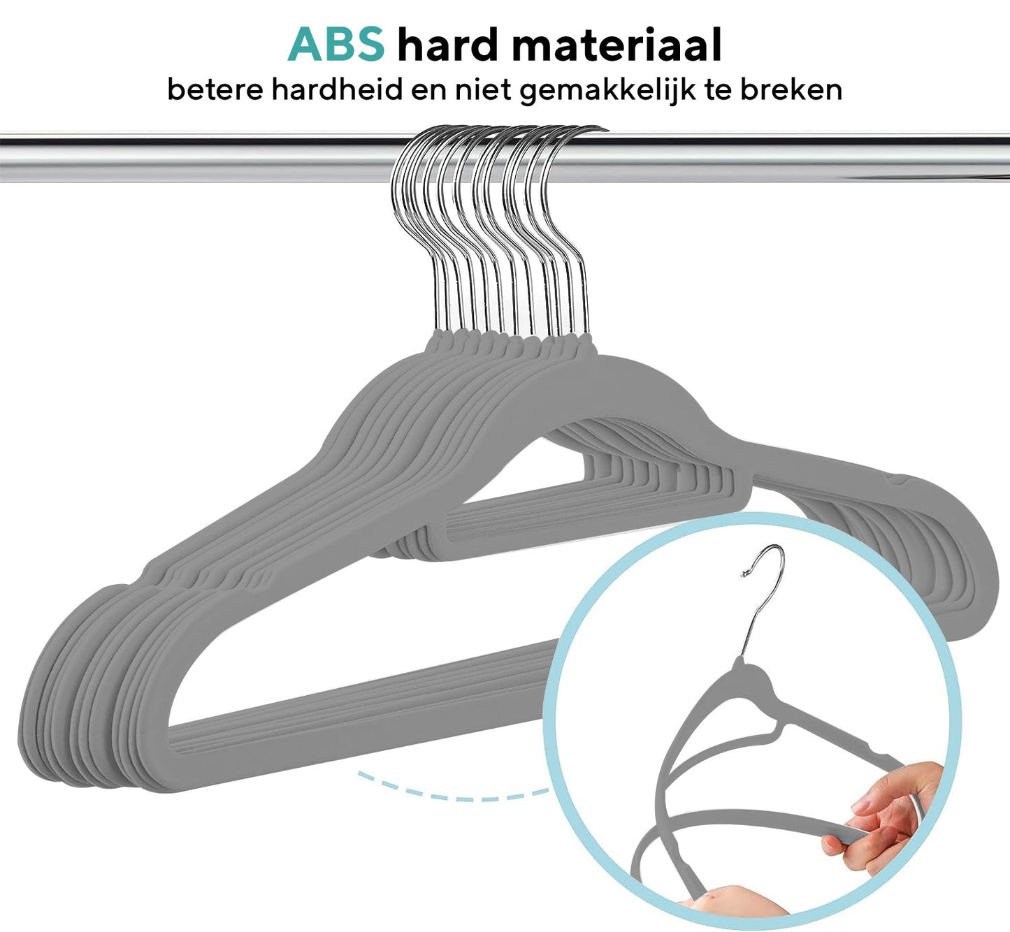 Life's Green® Velvet KleerHanger - 100 Stuks - Anti-slip - Grijs