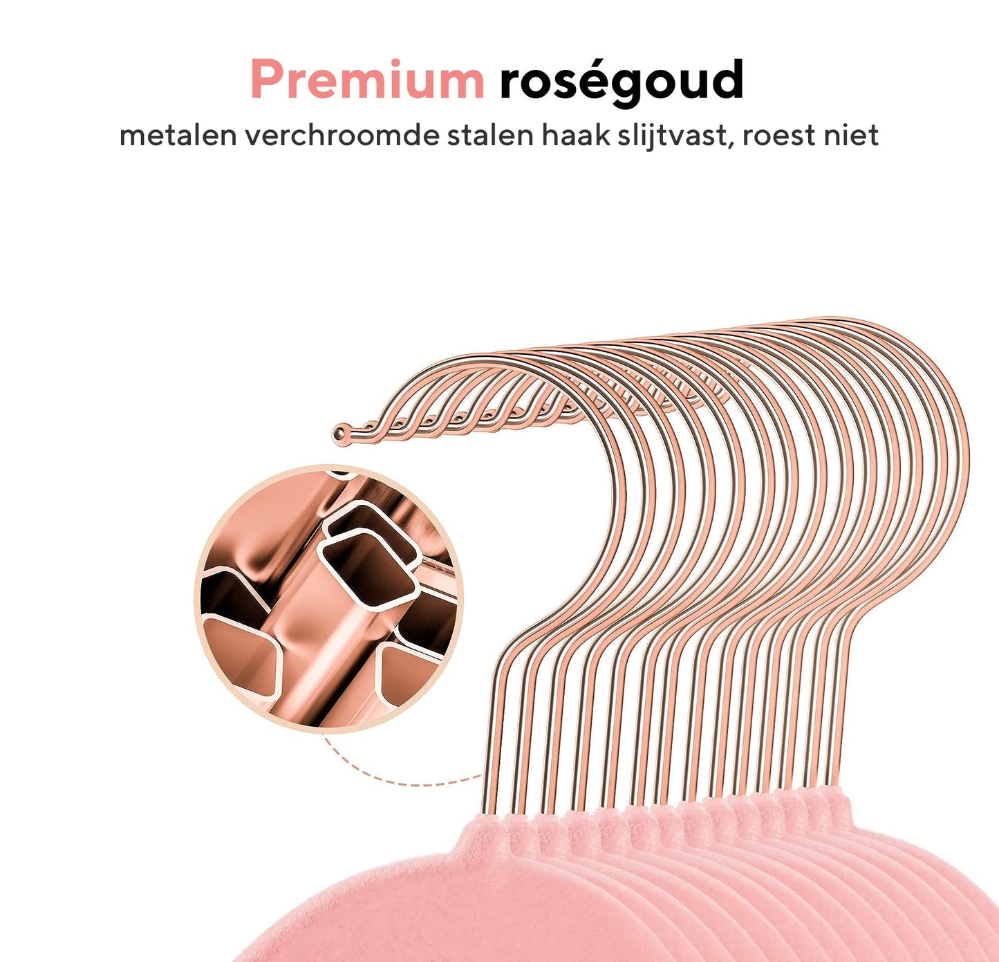 Life's Green® Velvet KleerHanger - 200 Stuks - Anti-slip - Roze