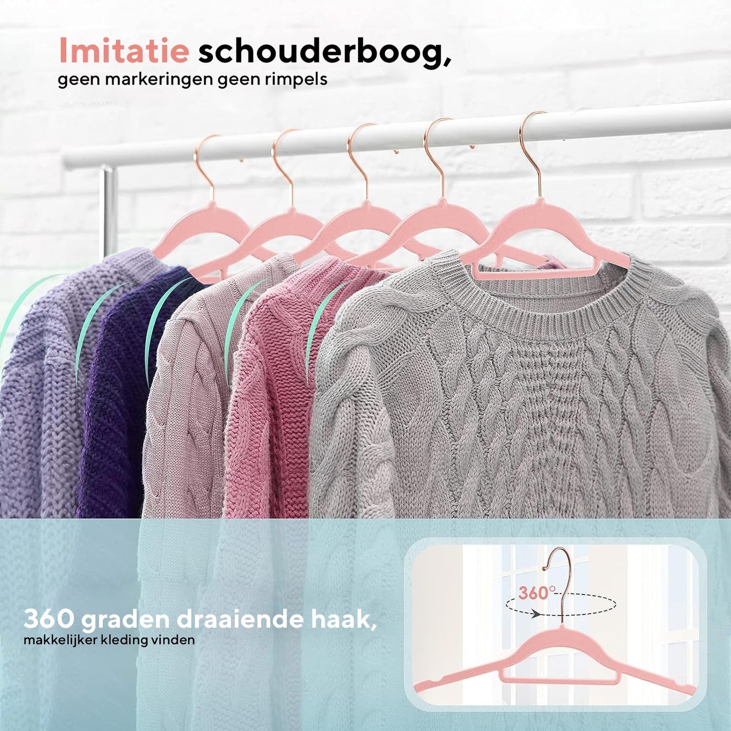 Life's Green® Velvet KleerHanger - 10 Stuks - Anti-slip - Roze