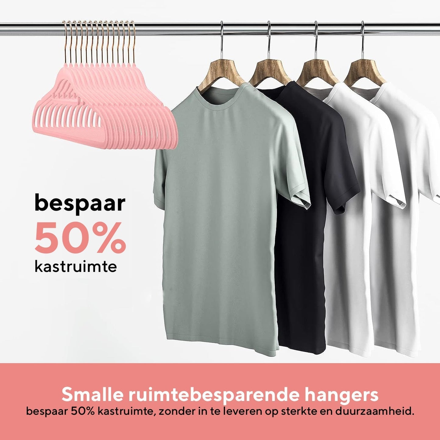 Life's Green® Velvet KleerHanger - 200 Stuks - Anti-slip - Roze