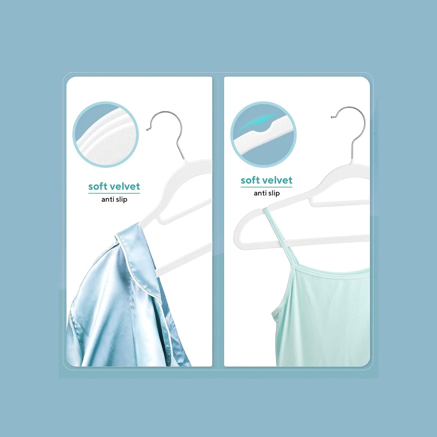 Life's Green® Velvet KleerHanger - 100 Stuks - Anti-slip - Wit