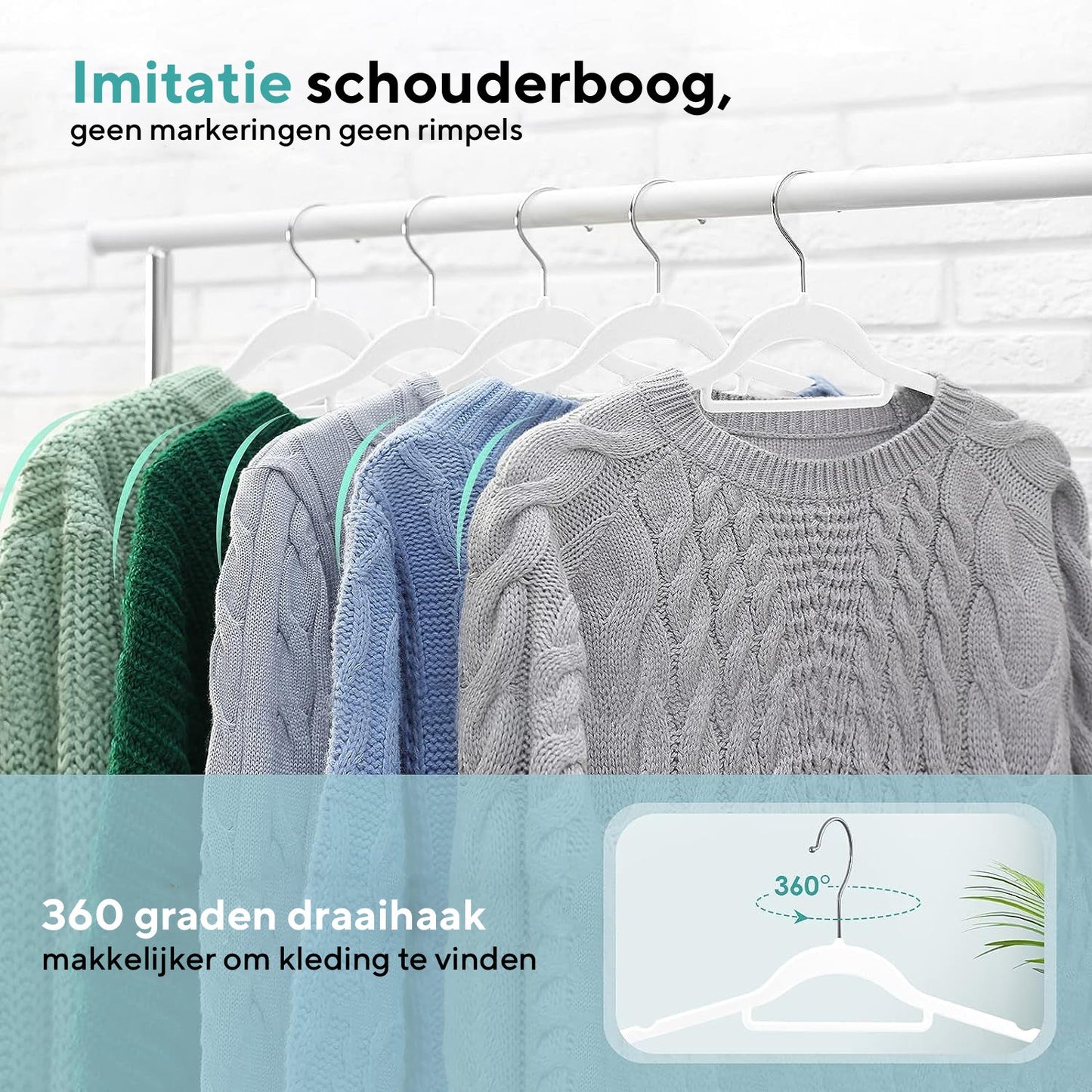 Life's Green® Velvet KleerHanger - 200 Stuks - Anti-slip - Wit