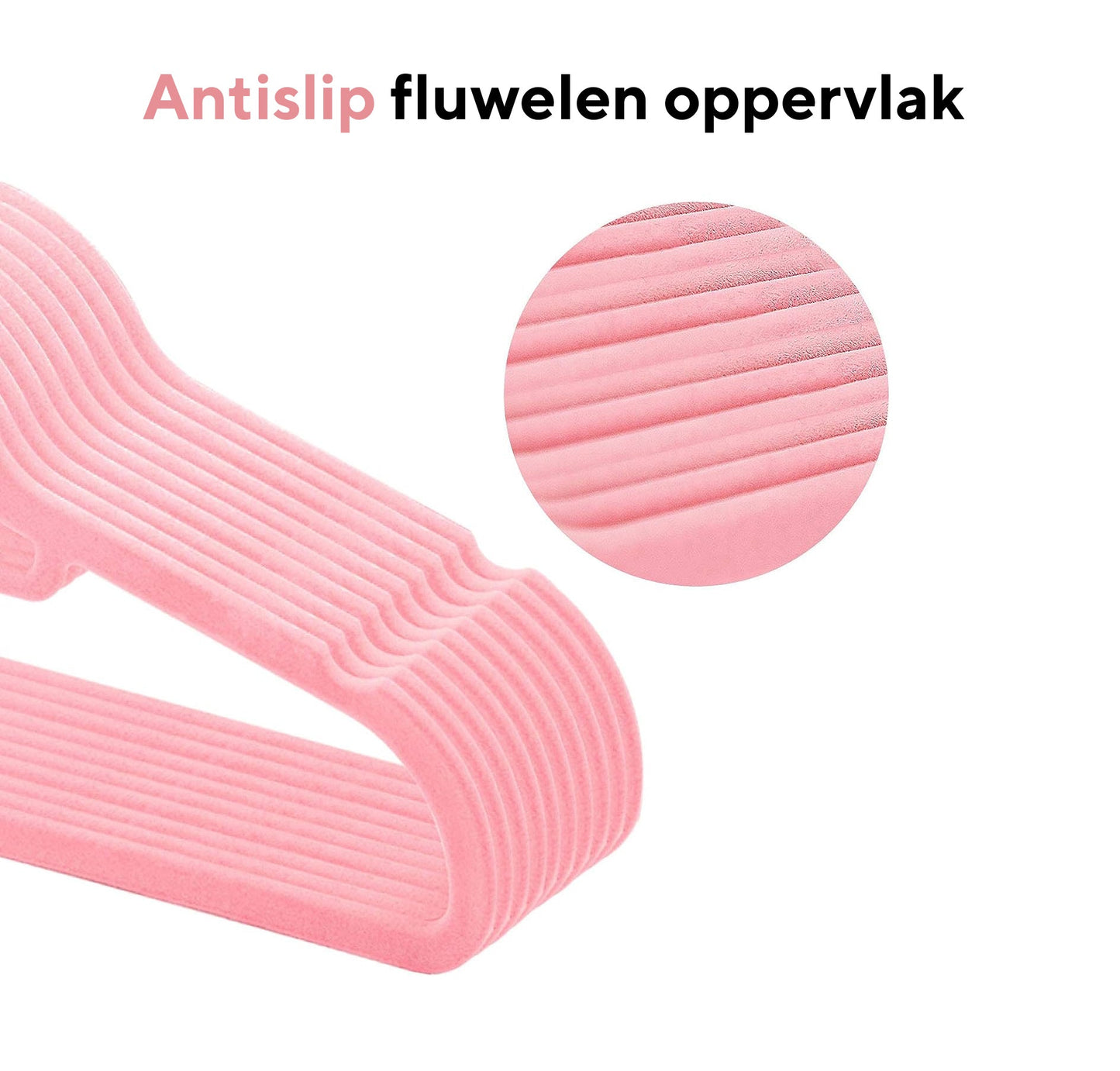 Life's Green® Velvet KleerHanger - 50 Stuks - Anti-slip - Roze