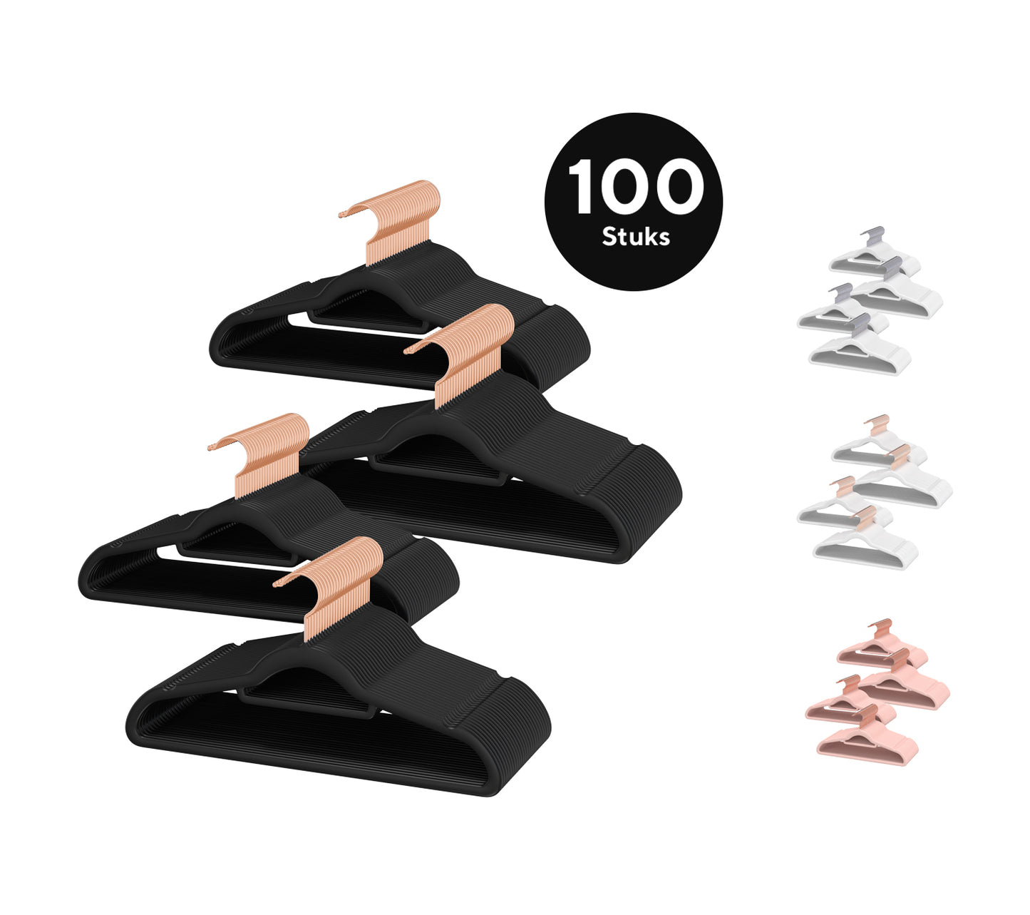 Life's Green® Velvet KleerHanger - 100 Stuks - Anti-slip - Zwart