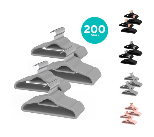 Life's Green® Velvet KleerHanger - 200 Stuks - Anti-slip - Grijs