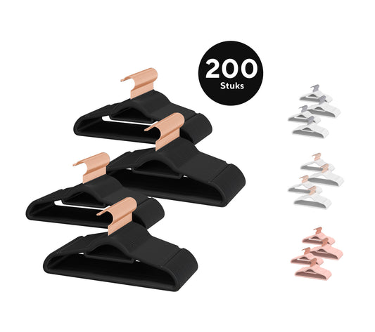 Life's Green® Velvet KleerHanger - 200 Stuks - Anti-slip - Zwart