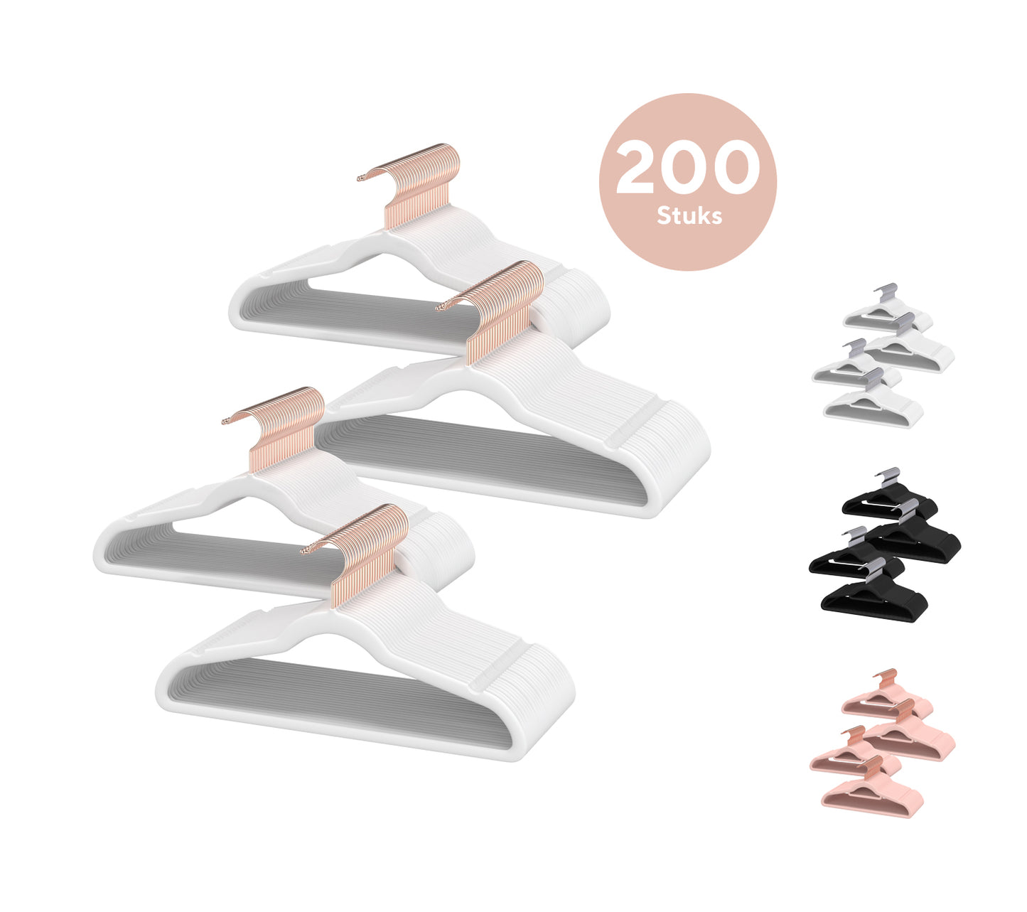 Life's Green® Velvet KleerHanger - 200 Stuks - Anti-slip - Wit