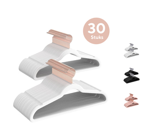 Life's Green® Velvet KleerHanger - 30 Stuks - Anti-slip - Wit