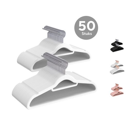 Life's Green® Velvet KleerHanger - 50 Stuks - Anti-slip - Wit