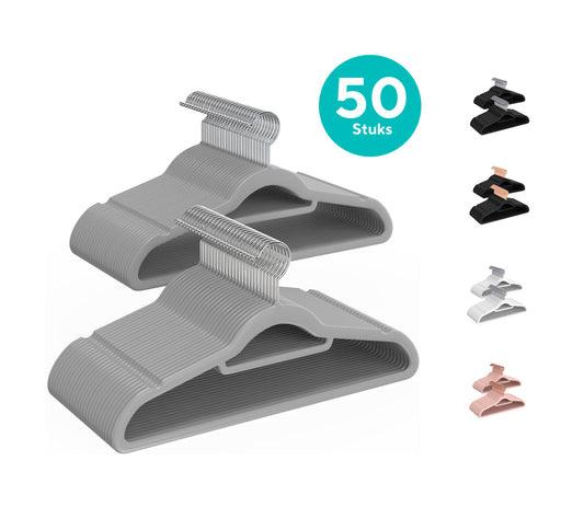 Life's Green® Velvet KleerHanger - 50 Stuks - Anti-slip - Grijs