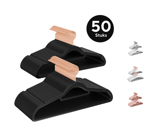 Life's Green® Velvet KleerHanger - 50 Stuks - Anti-slip - Zwart