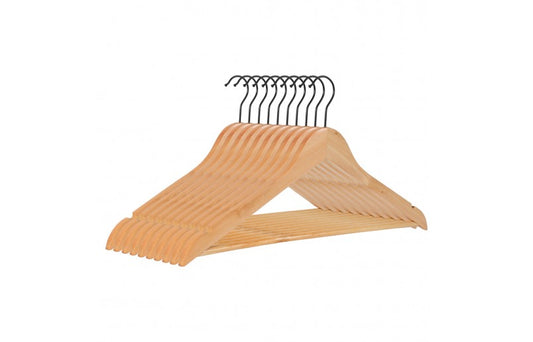 Life's Green® Kledinghanger A Kwaliteit Hout - Blank Gelakt - Zwarte Haak