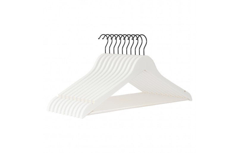 Life's Green® Kledinghanger A Kwaliteit Hout - Wit Gelakt - Zwarte Haak