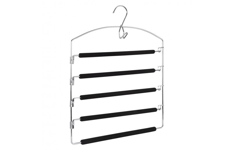 Luxe broekenhanger 5 in 1 chroom/zwart