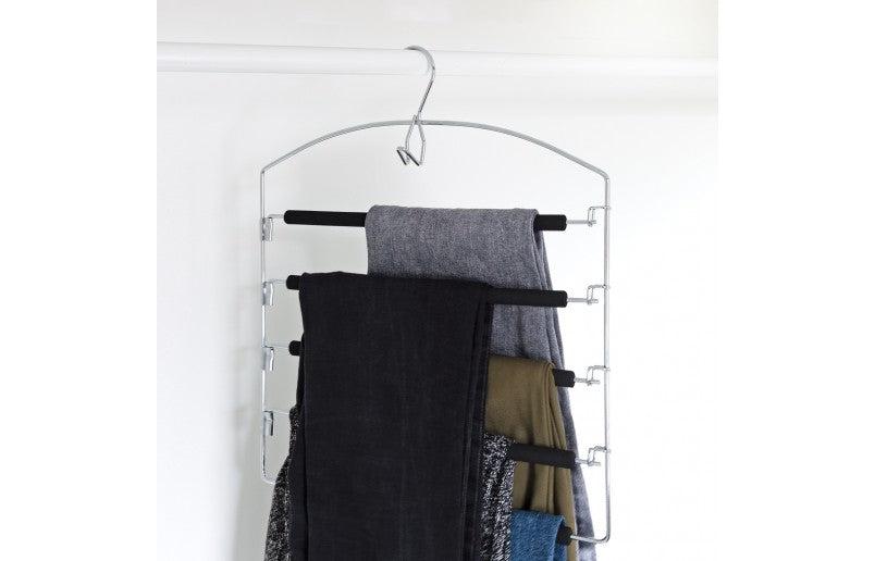 Luxe broekenhanger 5 in 1 chroom/zwart