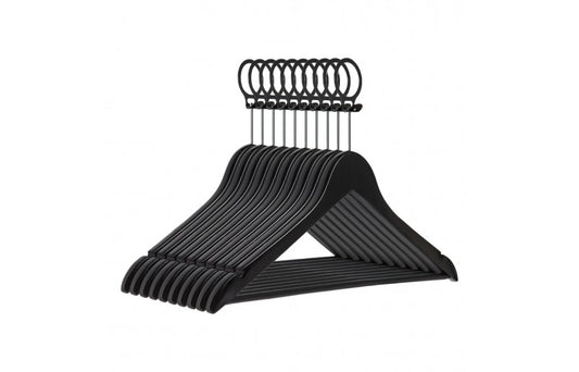 Life's Green® Kledinghanger/Hotelhanger A Kwaliteit - Zwart Gelakt - Anti diefstal ring