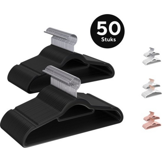 Life's Green® Velvet KleerHanger - 50 Stuks - Anti-slip - Zwart