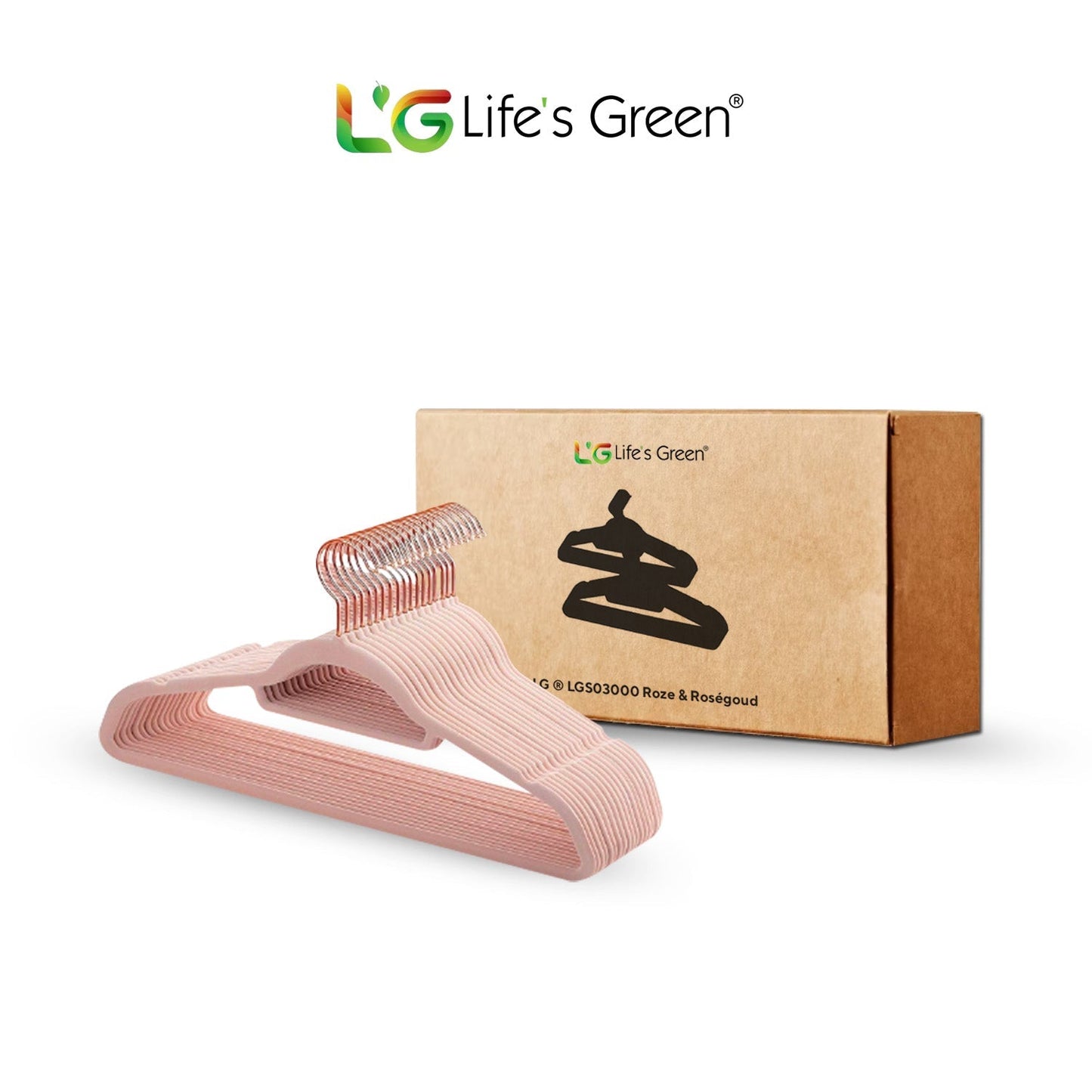 Life's Green® Velvet KleerHanger - 100 Stuks - Anti-slip - Roze