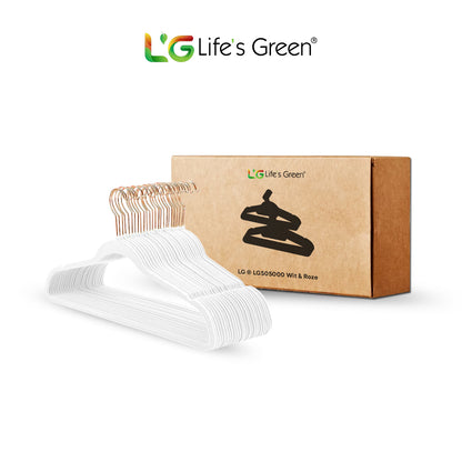 Life's Green® Velvet KleerHanger - 50 Stuks - Anti-slip - Wit