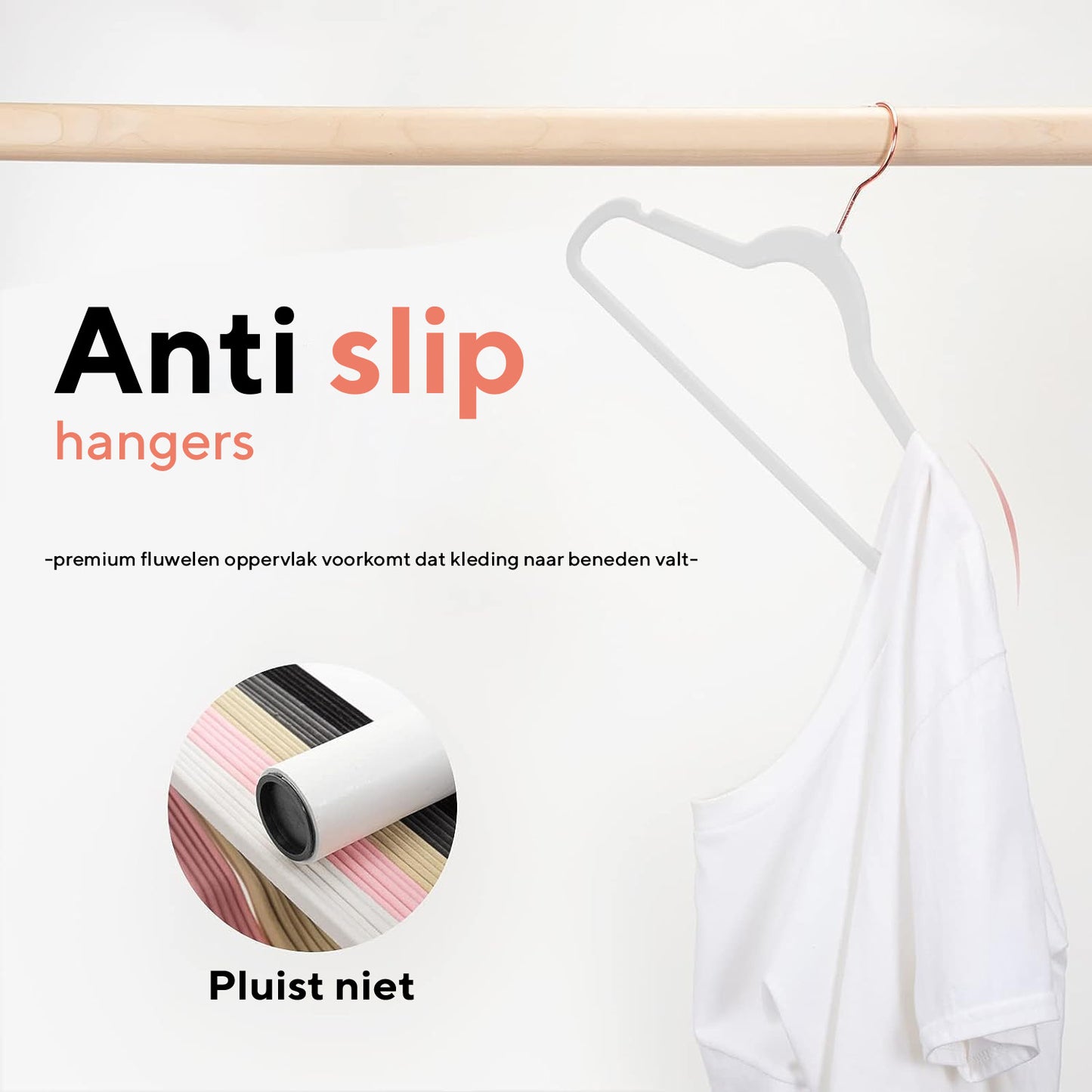 Life's Green® Velvet KleerHanger - 50 Stuks - Anti-slip - Wit