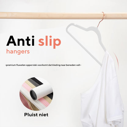 Life's Green® Velvet KleerHanger - 50 Stuks - Anti-slip - Wit