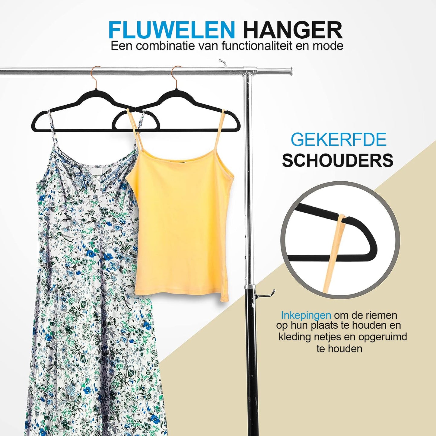 Life's Green® Velvet KleerHanger - 50 Stuks - Anti-slip - Zwart