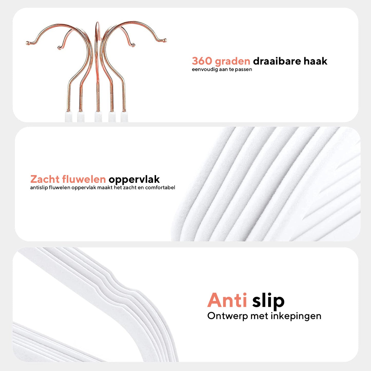 Life's Green® Velvet KleerHanger - 50 Stuks - Anti-slip - Wit