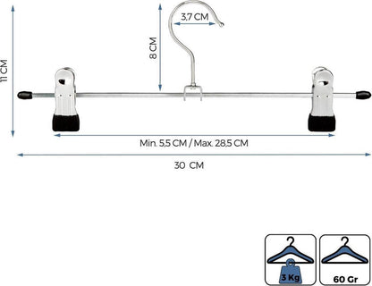 Life's Green® Broekhanger met knijpers – Kleerhangers - Metaal – 100 stuks