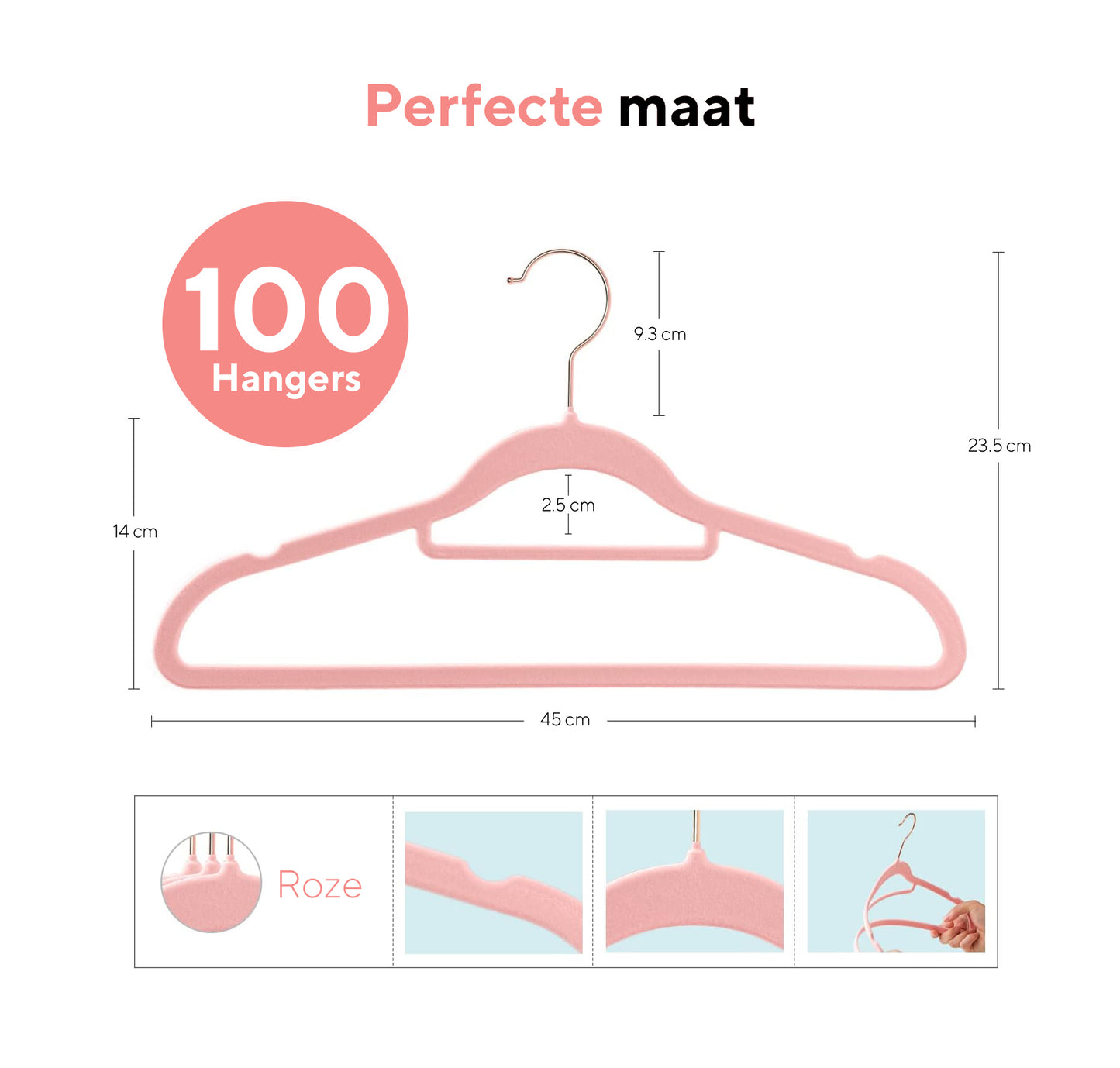 Life's Green® Velvet KleerHanger - 100 Stuks - Anti-slip - Roze