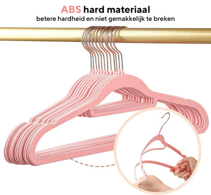 Life's Green® Velvet KleerHanger - 200 Stuks - Anti-slip - Roze
