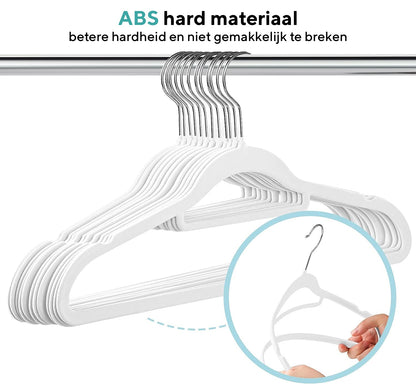 Life's Green® Velvet KleerHanger - 100 Stuks - Anti-slip - Wit