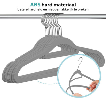 Life's Green® Velvet KleerHanger - 20 Stuks - Anti-slip - Grijs