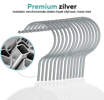 Life's Green® Velvet KleerHanger - 200 Stuks - Anti-slip - Wit