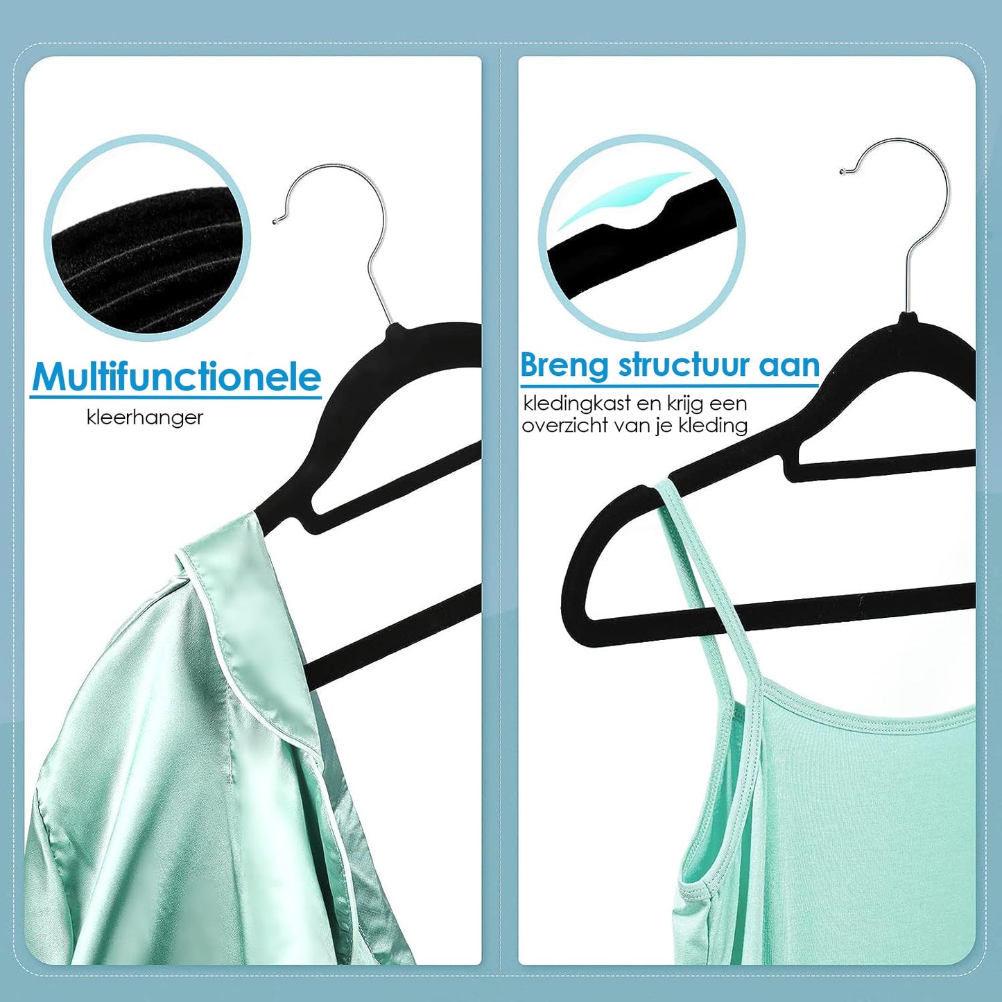 Life's Green® Velvet KleerHanger - 30 Stuks - Anti-slip - Zwart