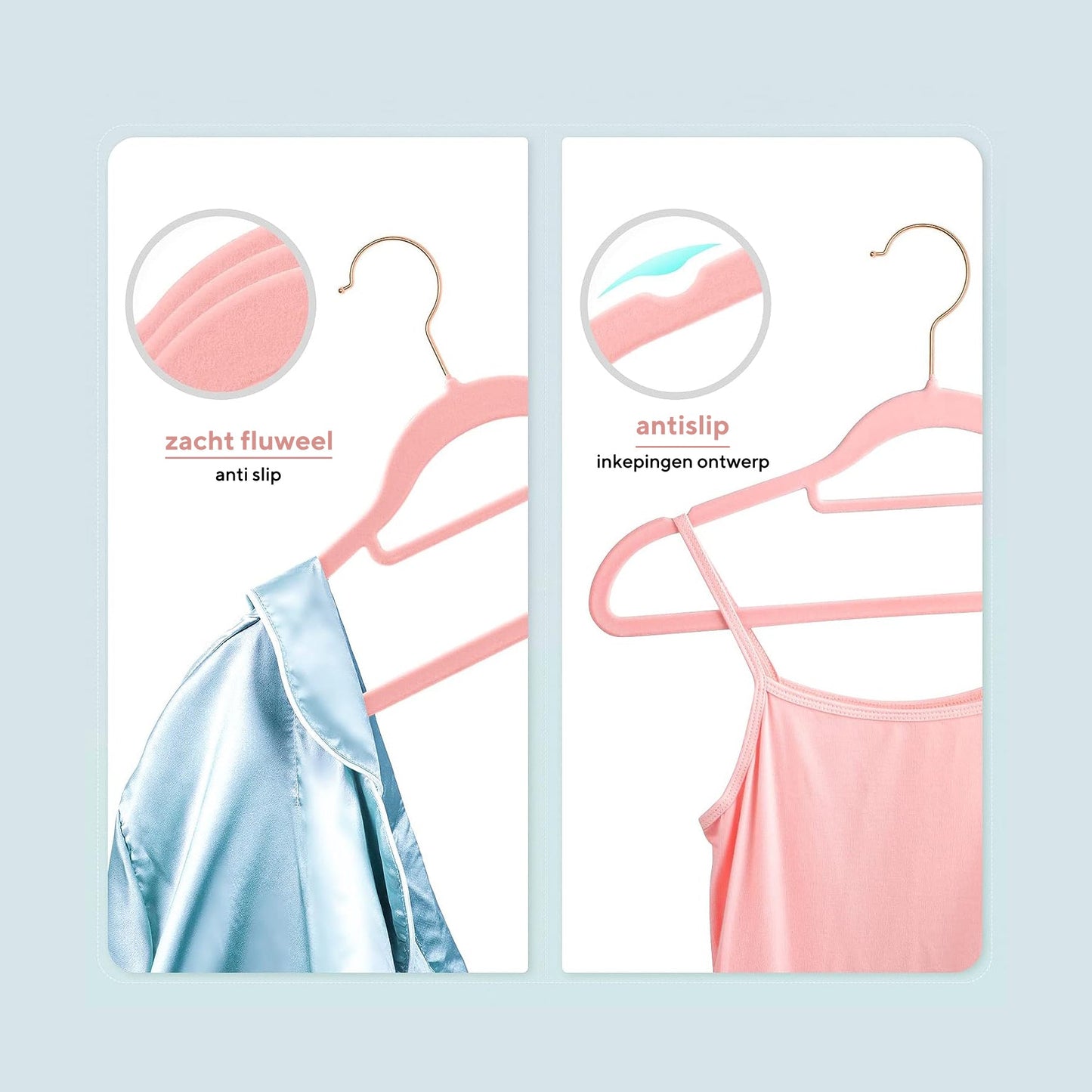 Life's Green® Velvet KleerHanger - 100 Stuks - Anti-slip - Roze