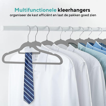 Life's Green® Velvet KleerHanger - 200 Stuks - Anti-slip - Grijs