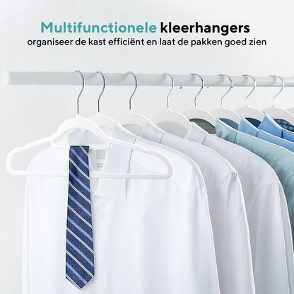 Life's Green® Velvet KleerHanger - 200 Stuks - Anti-slip - Wit