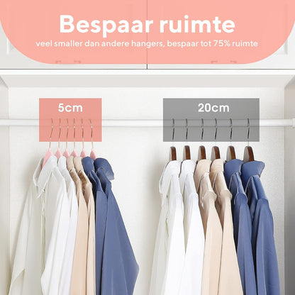 Life's Green® Velvet KleerHanger - 200 Stuks - Anti-slip - Roze