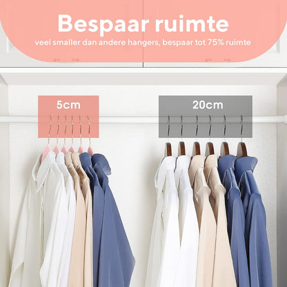 Life's Green® Velvet KleerHanger - 100 Stuks - Anti-slip - Roze