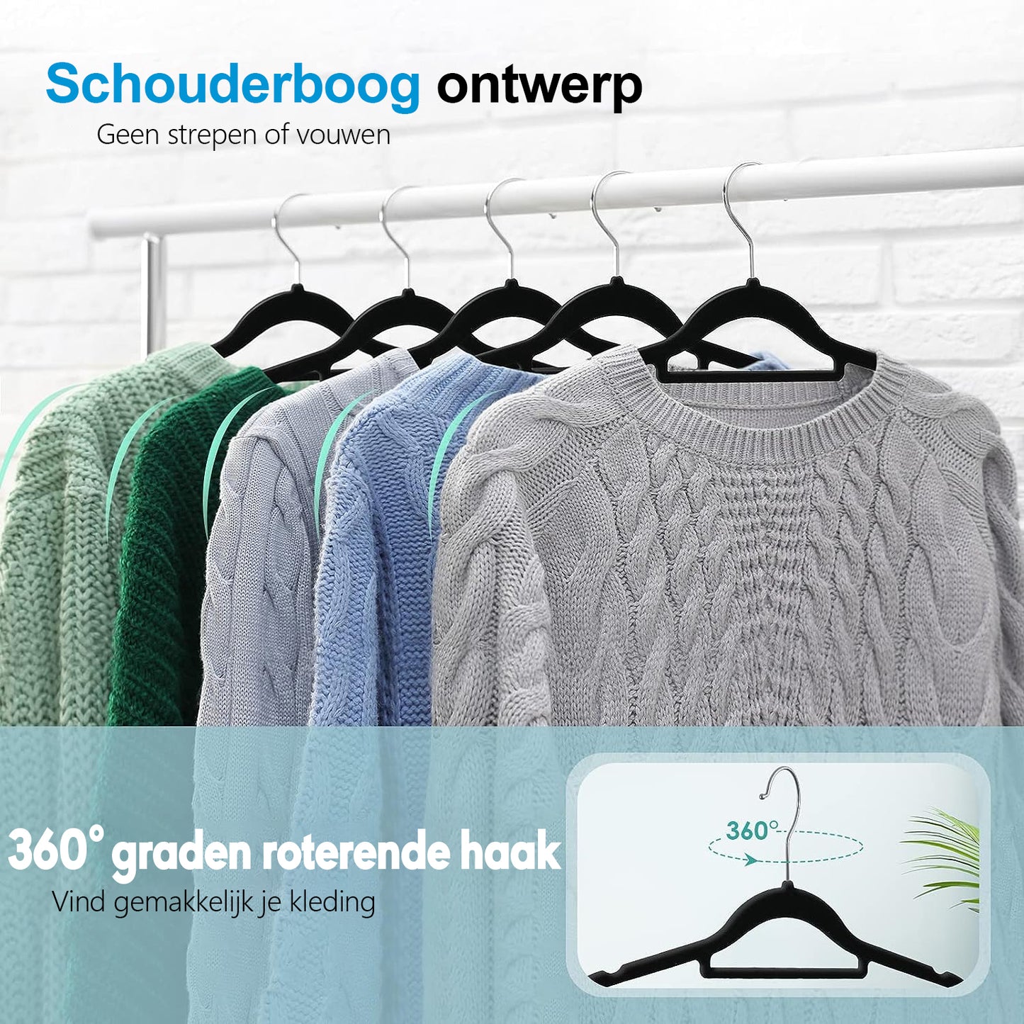 Life's Green® Velvet KleerHanger - 10 Stuks - Anti-slip - Zwart