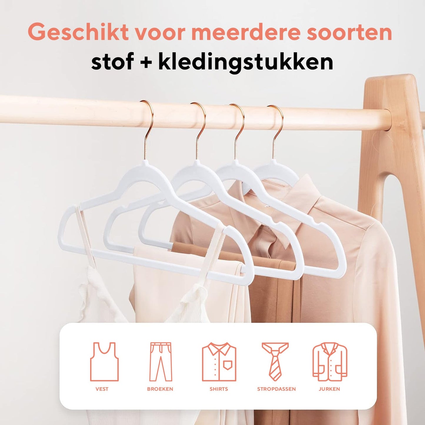 Life's Green® Velvet KleerHanger - 200 Stuks - Anti-slip - Wit