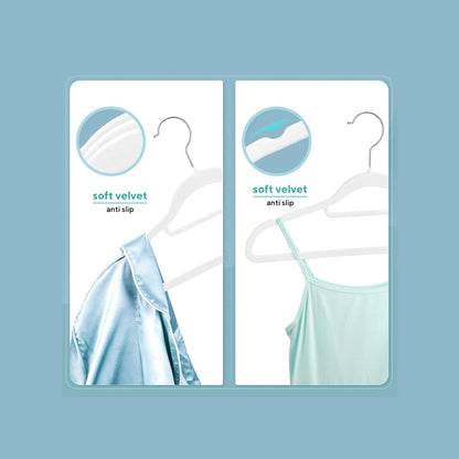 Life's Green® Velvet KleerHanger - 200 Stuks - Anti-slip - Wit