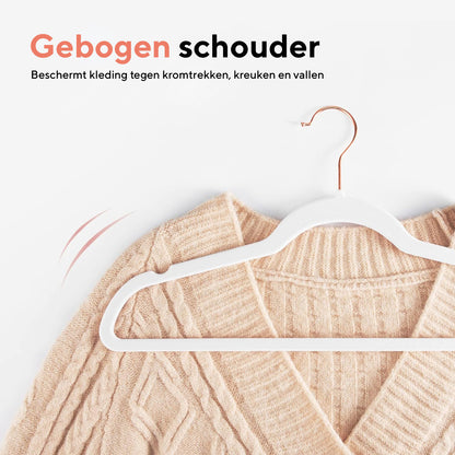 Life's Green® Velvet KleerHanger - 50 Stuks - Anti-slip - Wit