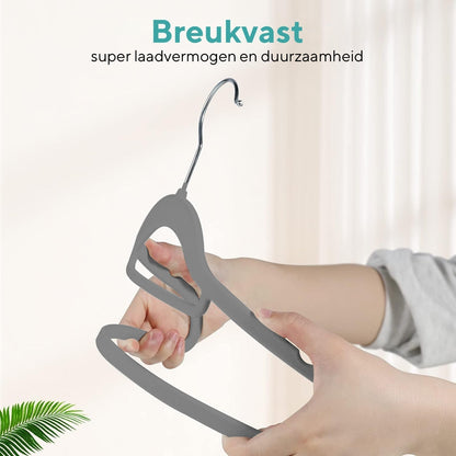 Life's Green® Velvet KleerHanger - 200 Stuks - Anti-slip - Grijs